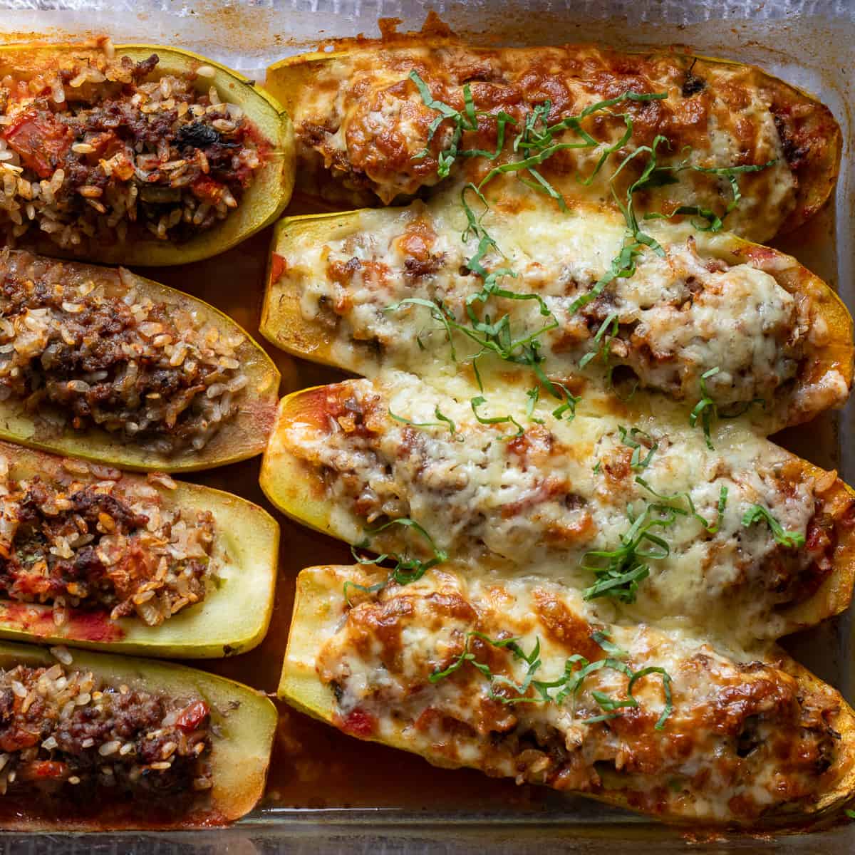 Beef Packed Zucchini Boats