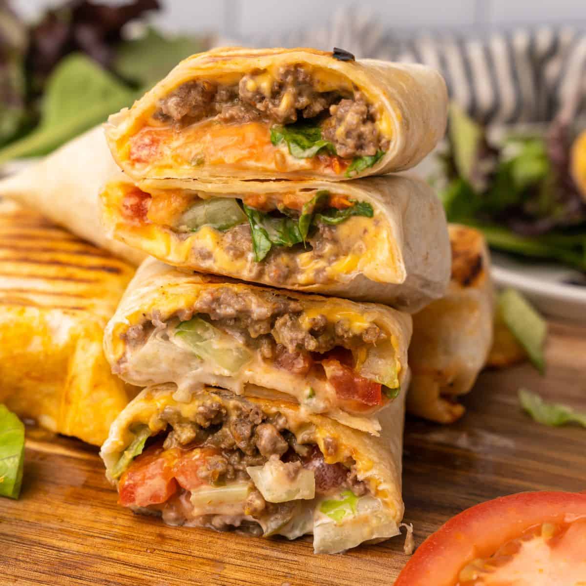Beef Cheeseburger Wraps