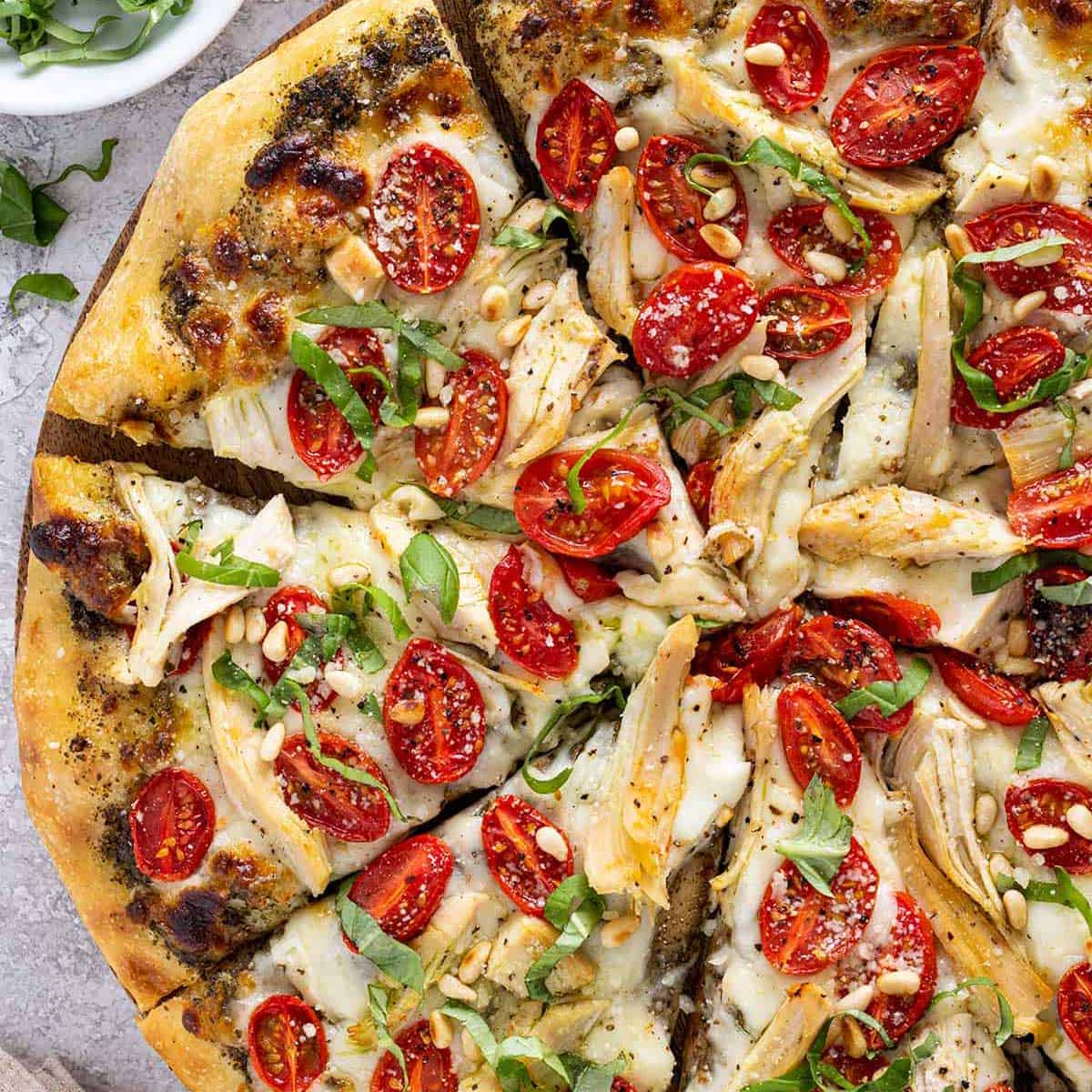 Juicy Italian Chicken Basil Pizza