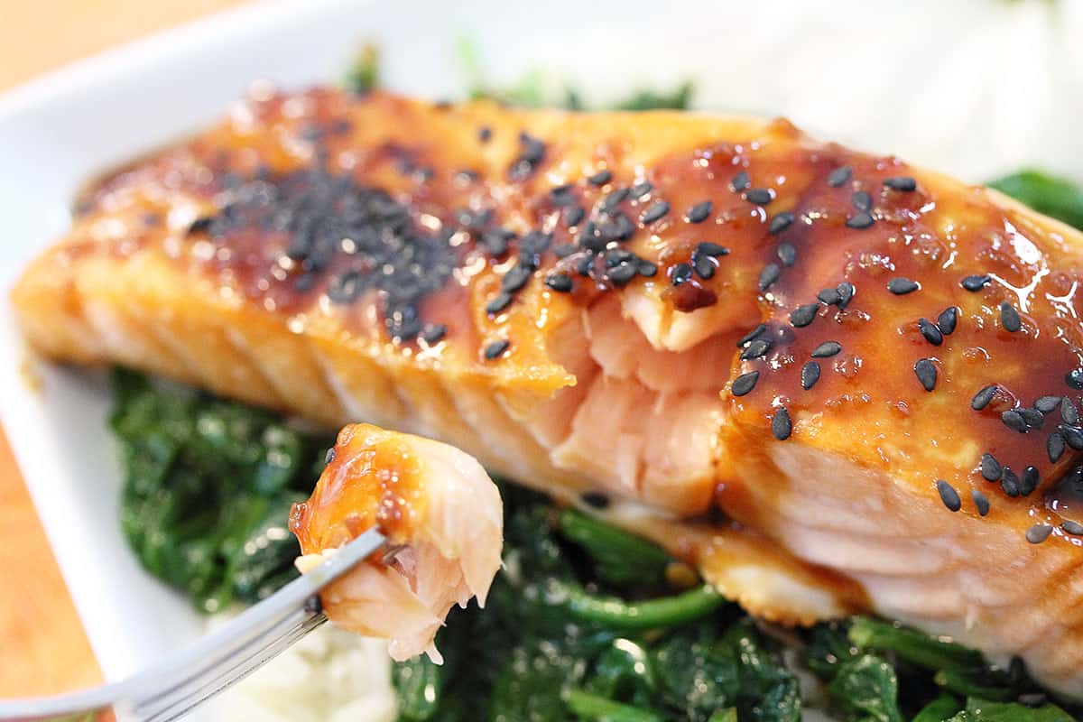 Asian Glazed Salmon and Cauliflower