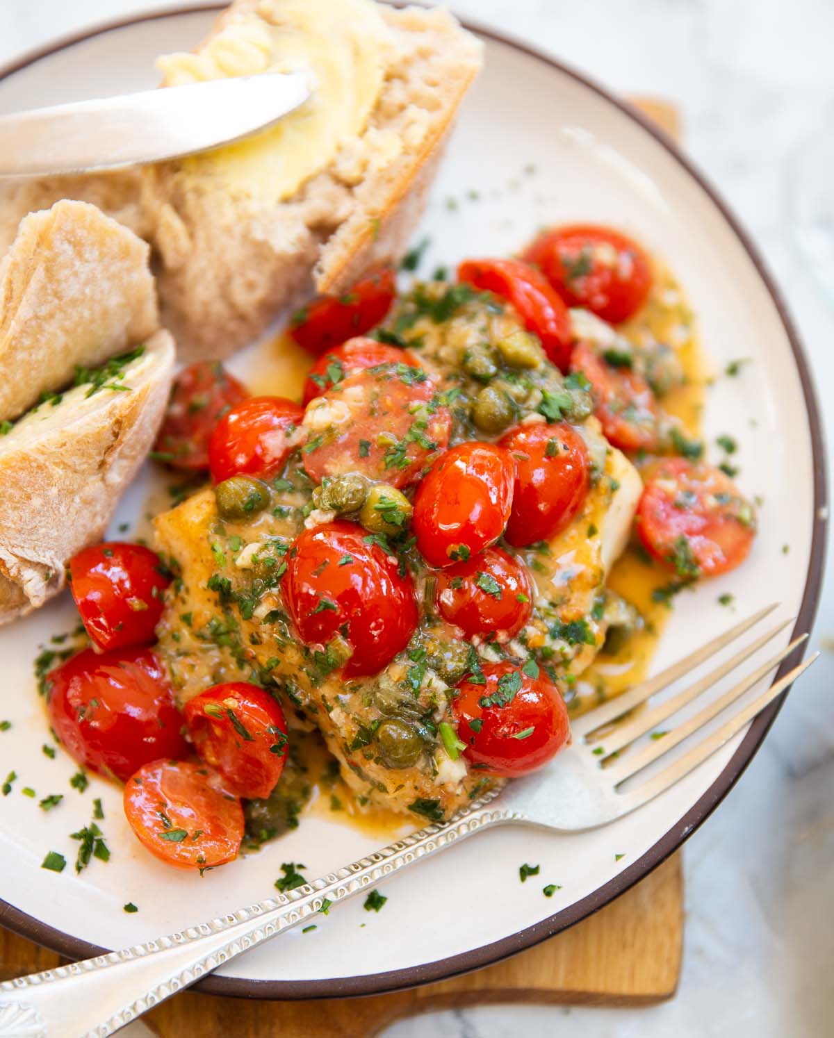 Baked Cod And Tomato Capers Delight