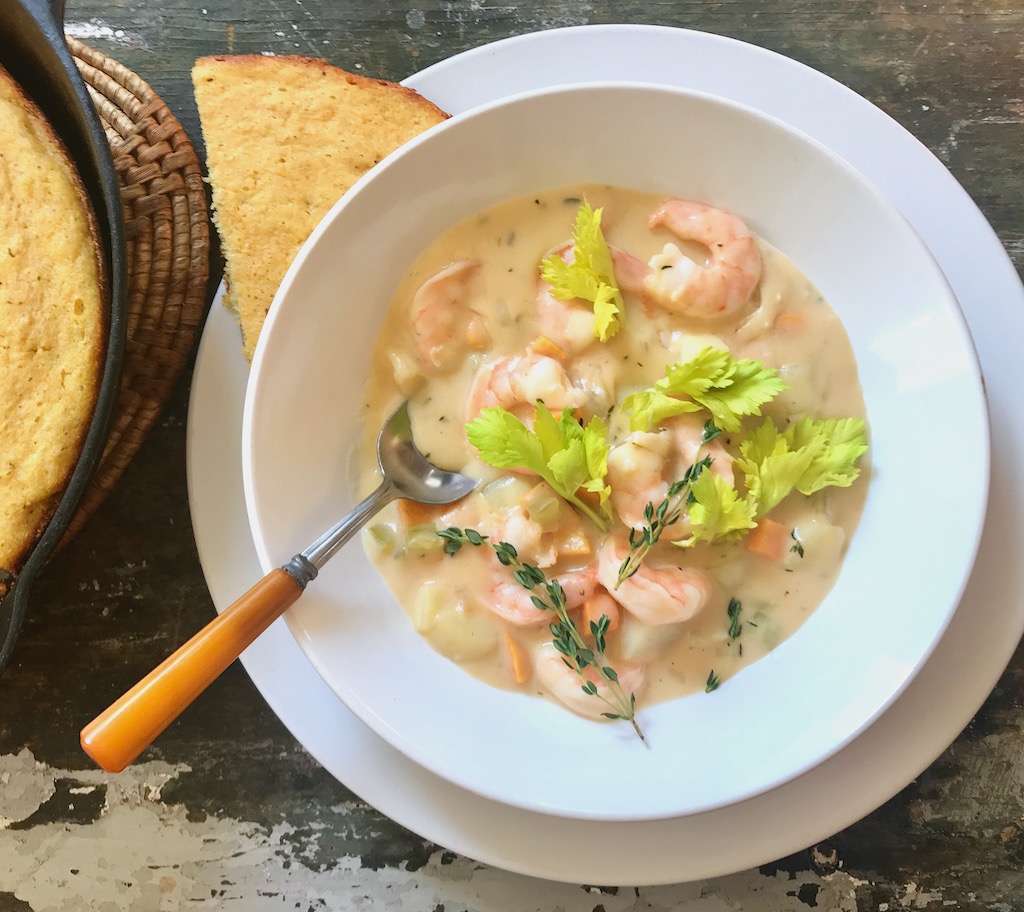 Cheese Dredged Shrimp Soup