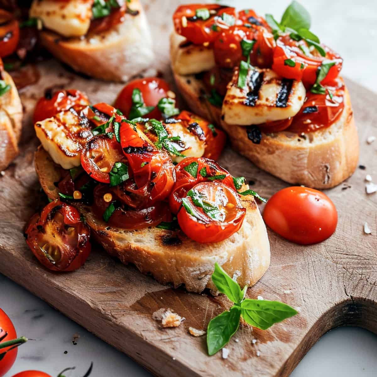 Fancy Grilled Halloumi Bruschetta